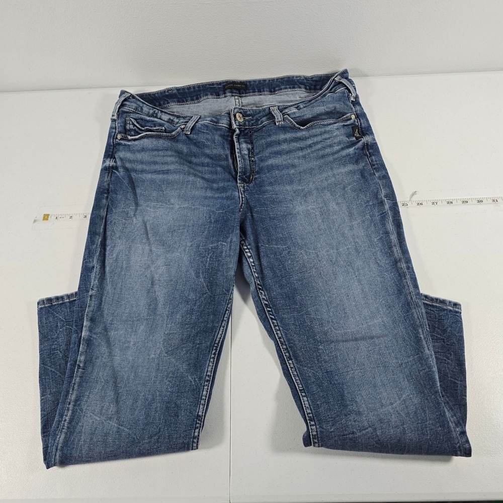 Silver Jeans Co Suki Straight Crop Blue Denim Jeans W43980EPX331 Size 18/L27